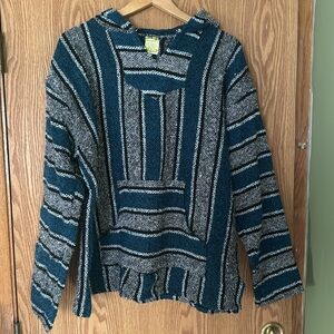 Blue striped baja hoodie
